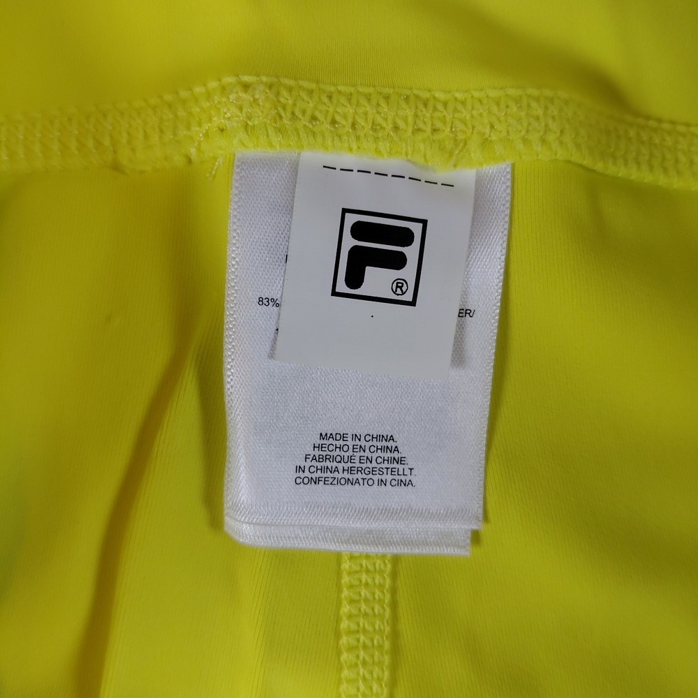 NWT Fila Women's Fired Up Logo Bike Shorts Large MSRP $32 FW211115 Bright Yellow - Picture 5 of 11